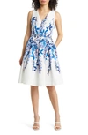 Eliza J Floral Midi Dress In Blue