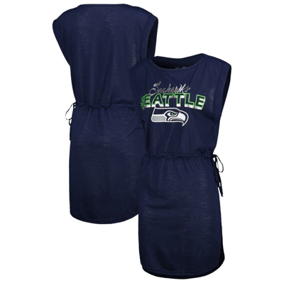 G-iii 4her By Carl Banks College Navy Seattle Seahawks G.o.a.t. Swimsuit Cover-up