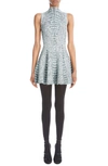 Alaïa Crocodile Print Jacquard Mini Dress In Blanc Opaline