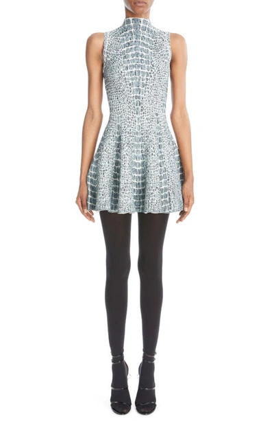 Alaïa Crocodile Print Jacquard Mini Dress In Multicolore