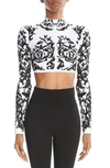 Alaïa Cropped-top Calligraphy Aus Jacquard In Blanc/ Noir