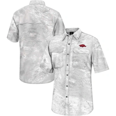 Colosseum White Arkansas Razorbacks Realtree Aspect Charter Full-button Fishing Shirt