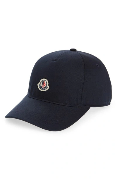 Moncler Logo Patch Baseball Cap In Blue