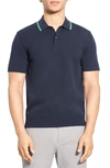 Theory Goris Tipped Solid Polo In Baltic/ Jade Green