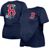 NEW ERA NEW ERA NAVY BOSTON RED SOX PLUS SIZE TWO-HIT FRONT KNOT T-SHIRT