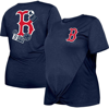 New Era Navy Boston Red Sox Plus Size Two-hit Front Knot T-shirt In Navy