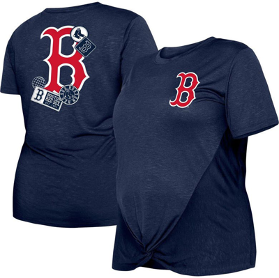 New Era Navy Boston Red Sox Plus Size Two-hit Front Knot T-shirt