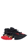 Balmain Unicorn Low-top Trainers In Neoprene And Leather In Black Red