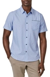 7 Diamonds Bethel Dot Print Short Sleeve Button-up Shirt In Light Blue
