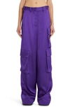 Versace Duchesse Viscose Informal Wide-leg Cargo Pant In Purple