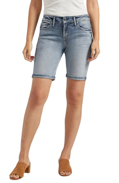Silver Jeans Co. Elyse Mid Rise Denim Bermuda Shorts In Indigo