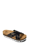 Reef Cushion Bloom Hi Slide Sandal In Black/ Tan
