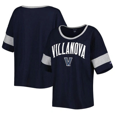 Champion Navy Villanova Wildcats Jumbo Arch Striped Half-sleeve T-shirt