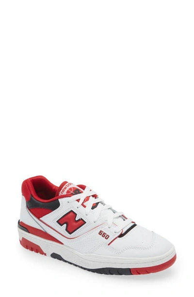 New Balance 550 Basketball Sneaker In White/ Team Red