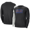 NIKE NIKE BLACK/HEATHER GRAY NEW YORK KNICKS COURTSIDE VERSUS FORCE & FLIGHT PULLOVER SWEATSHIRT