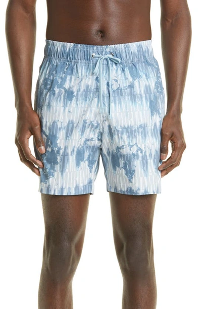 Amiri Tie Dye Swim Trunks In Blue