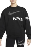 Nike Women's Dri-fit Get Fit French Terry Graphic Crew-neck Sweatshirt In Black