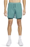 Nike Men's Stride Dri-fit 5" Hybrid Running Shorts In Mineral Teal/ Faded Spruce