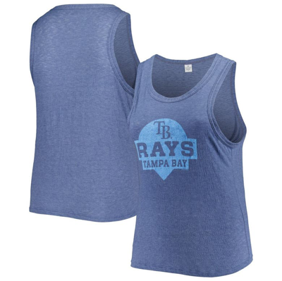 Soft As A Grape Navy Tampa Bay Rays Plus Size High Neck Tri-blend Tank Top