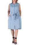 S AND P STANDARDS & PRACTICES SLEEVELESS CHAMBRAY SHIRTDRESS