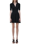 SIMKHAI PATRICIA RIB KNIT FIT & FLARE POLO DRESS