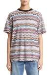Missoni Beige Cotton Knit T-shirt With Jacquard Stripes In Beige Base