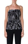 AKRIS CROQUIS EMBROIDERY TECHNO TULLE TOP