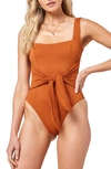 L*space Balboa Tie Waist One-piece Swimsuit In Amber