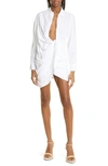 Jacquemus La Robe Bahia Long Sleeve Sash Dress In 100 White