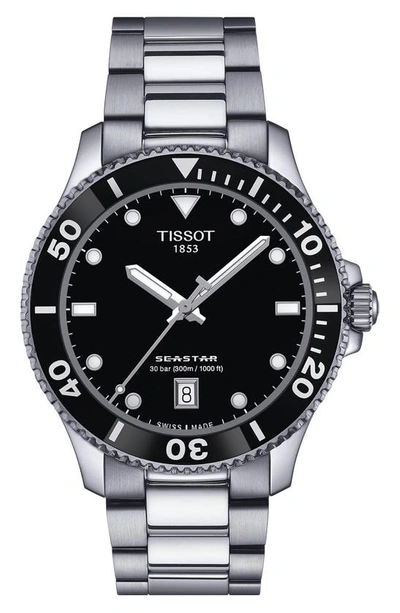Tissot Seastar 1000 Bracelet Watch, 40mm In Black/silver