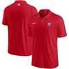 NIKE NIKE RED WASHINGTON NATIONALS AUTHENTIC COLLECTION STRIPED PERFORMANCE PIQUE POLO