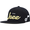 Mitchell & Ness Men's  Black Utah Jazz Hardwood Classics Script 2.0 Snapback Hat In Black