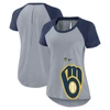 Nike Heather Gray Milwaukee Brewers Summer Breeze Raglan Fashion T-shirt In Heather Gray