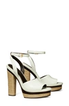 Tory Burch Leather Platform Ankle-strap Espadrille Sandals In Pearl