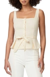 PAIGE MELBYE TIE WAIST LINEN & COTTON PEPLUM TANK