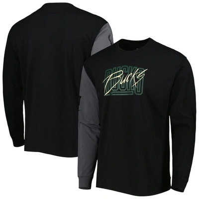 Nike Black Milwaukee Bucks Courtside Versus Flight Max90 Long Sleeve T-shirt