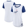 Nike White Los Angeles Dodgers Hipster Swoosh Cinched Tri-blend Performance Fashion T-shirt In White