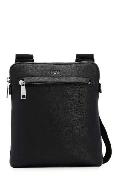 Hugo Boss Embossed-logo Messenger Bag In Black