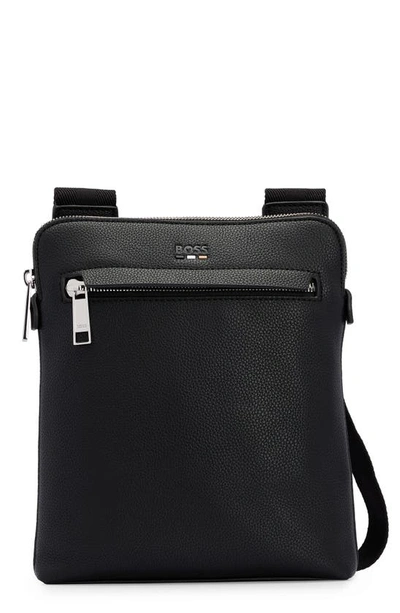 Hugo Boss Embossed-logo Messenger Bag In Schwarz