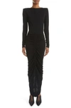 GIVENCHY RUCHED LONG SLEEVE CREPE GOWN