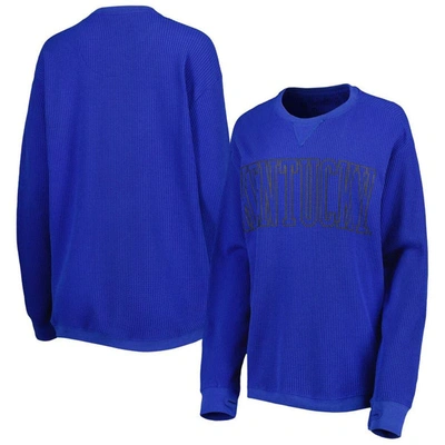 PRESSBOX PRESSBOX ROYAL KENTUCKY WILDCATS SURF PLUS SIZE SOUTHLAWN WAFFLE-KNIT THERMAL TRI-BLEND LONG SLEEVE 