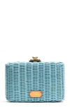 Frances Valentine Paige Wicker Clutch In Light Blue