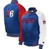 STARTER YOUTH STARTER ROYAL PHILADELPHIA 76ERS RAGLAN FULL-SNAP VARSITY JACKET