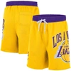 NIKE NIKE GOLD LOS ANGELES LAKERS 75TH ANNIVERSARY COURTSIDE FLEECE SHORTS