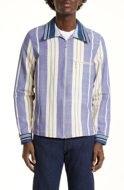 Wales Bonner Atlantic Striped Zipped Jacket In White