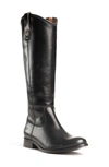 Frye Melissa Button Lug Double Sole Riding Boot In Black - Sandy
