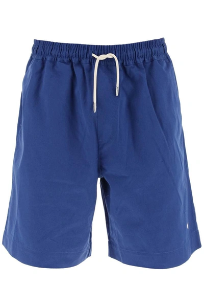Emporio Armani Relaxed Fit Cotton Shorts In Blue