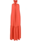 Erika Cavallini Silk Blend Long Dress In Red