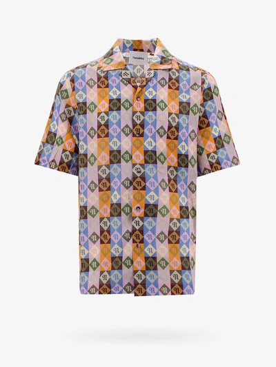 Nanushka Bodil Diamond Check-print Shirt In Orange