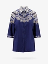Etro Silk Twill Short Sleeves Classic Shirt In Blue